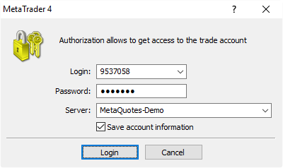 MT4 Login window